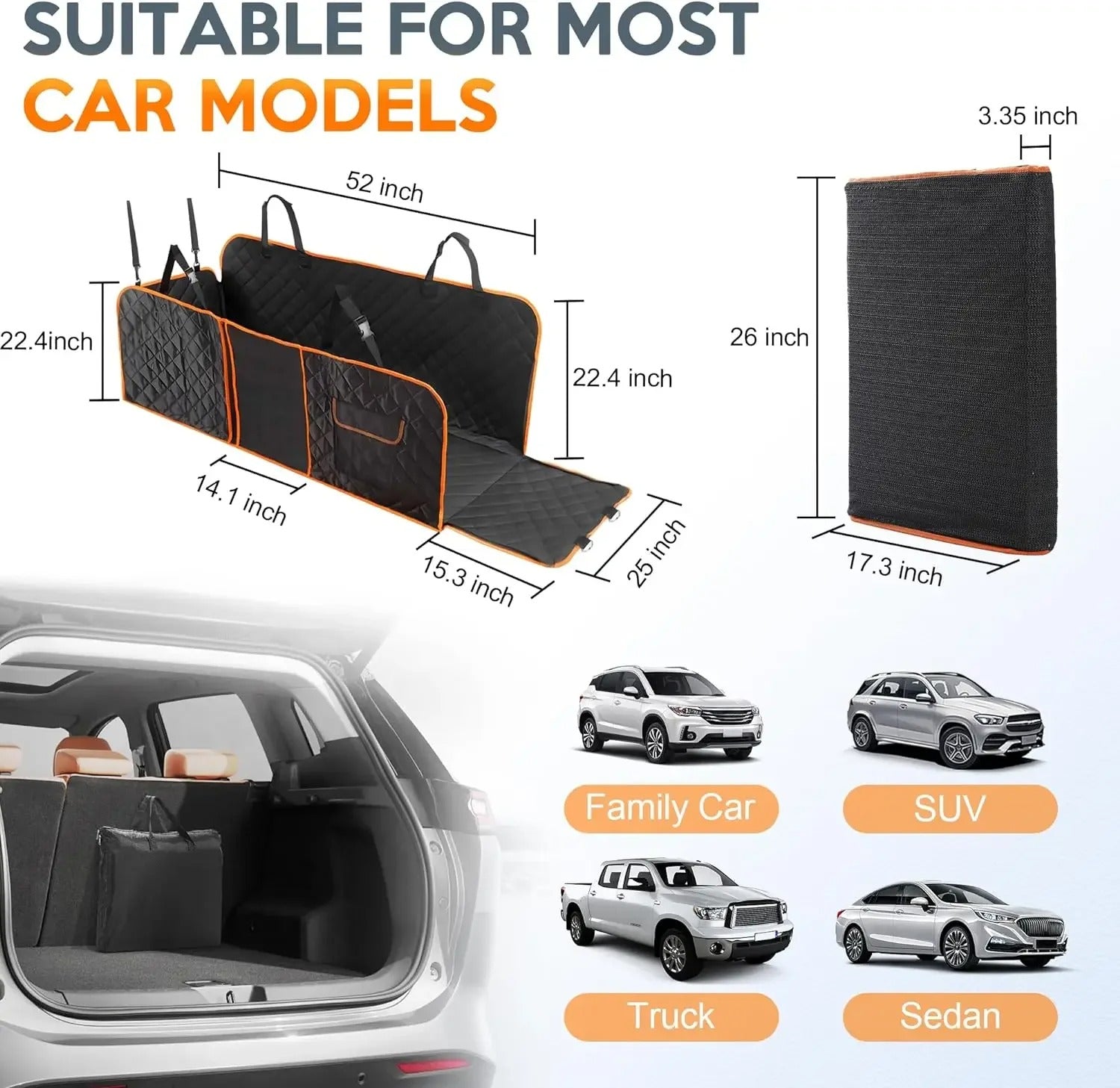 Backseat Extender for Dogs - Black with Door Covers