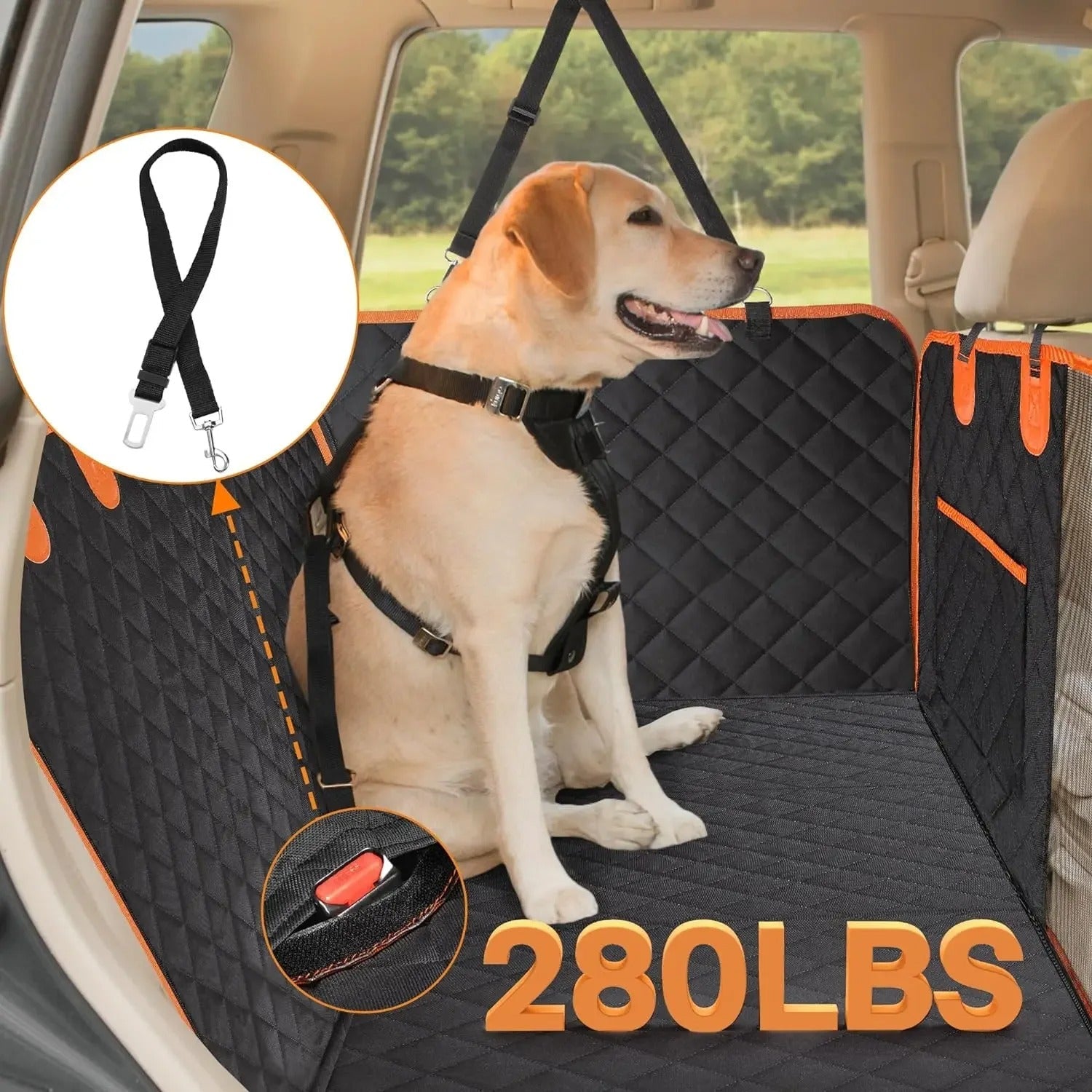 Backseat Extender for Dogs - Black with Door Covers
